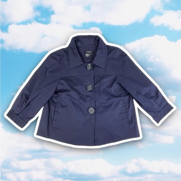 SANDRO SPORTSWEAR A-Line Pleated Swing Button Jacket Overcoat Shacket Retro 50s - Picture 8 of 12